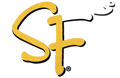 Stylized gold and black letters "SF" with a white and black accent on the upper right corner.